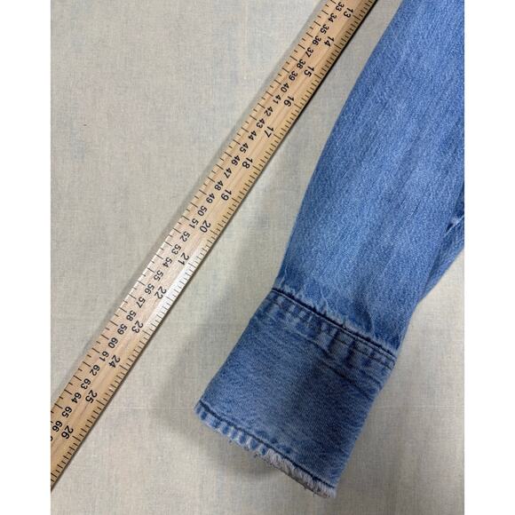 Wrangler ProGear Denim Western Shirt USA Made 15x33 Long Tail Stain - Picture 5 of 16